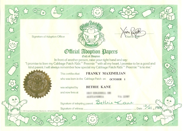 Cabbage patch kids adoption hotsell